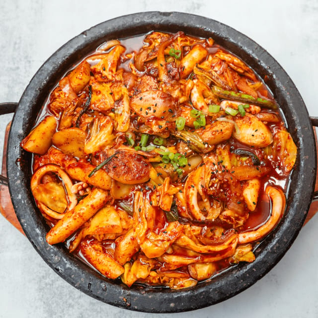 Sauteed Squid with Triple Tteok.