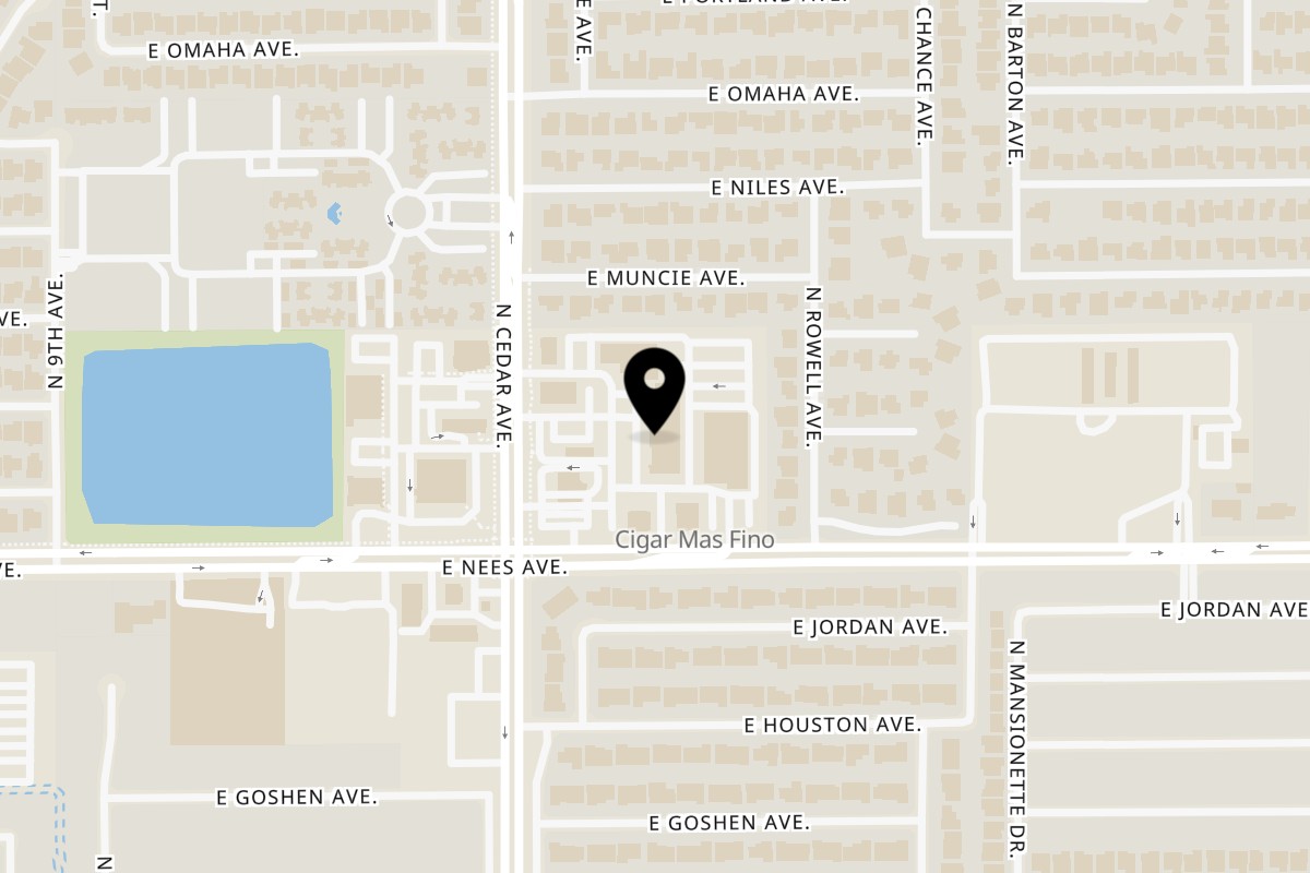 Map showing the location of Naju Tofu on 8048 N Cedar Ave in Fresno